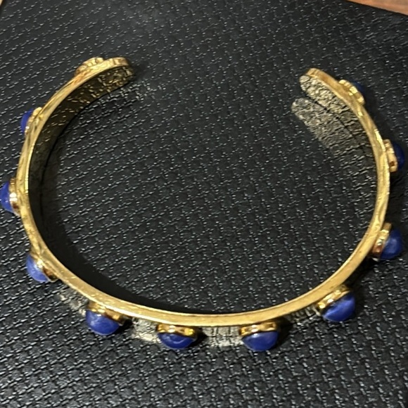 Kate Spade New York Gold-Tone Bezel Blue Stone Cuff Bracelet EUC - Picture 4 of 11